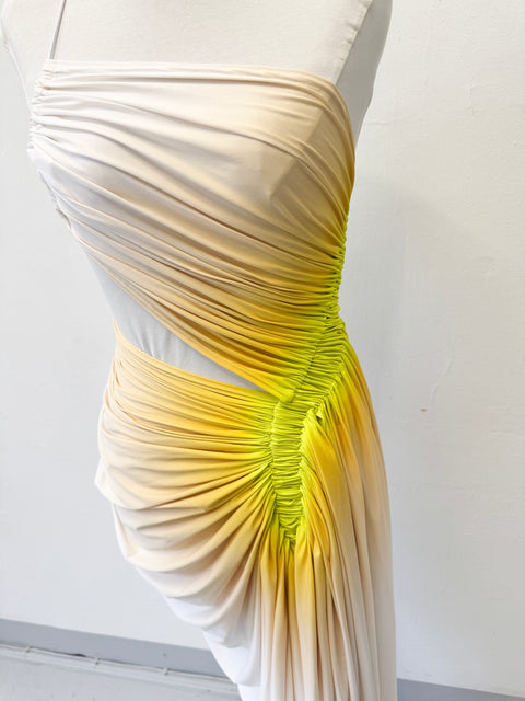 Signature dress in cream/lime