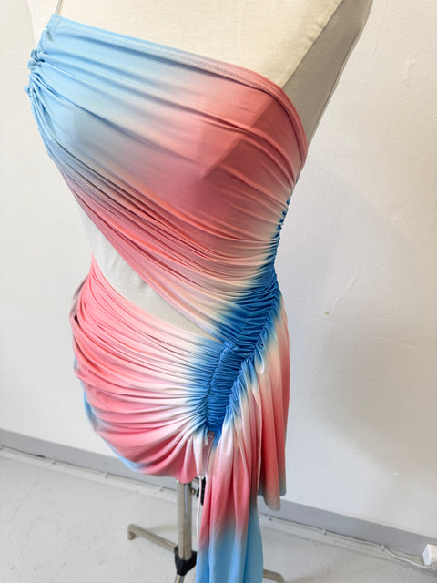 Signature mini dress in baby blue/bubblegum