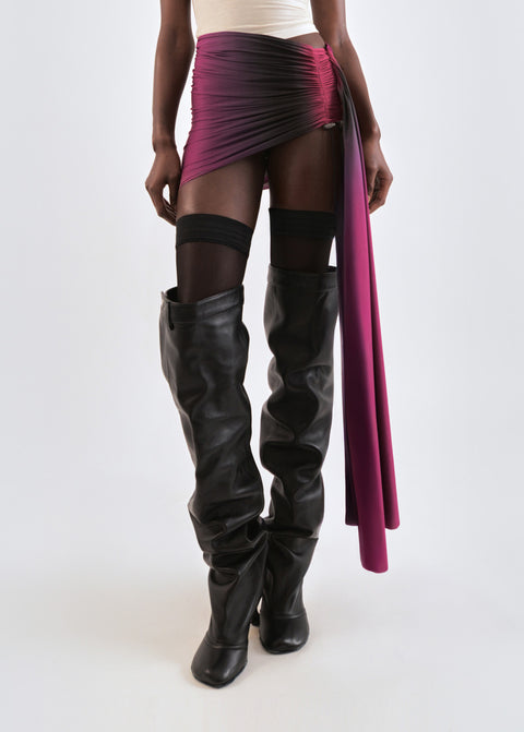 Signature mini jersey skirt in burgundy/wine