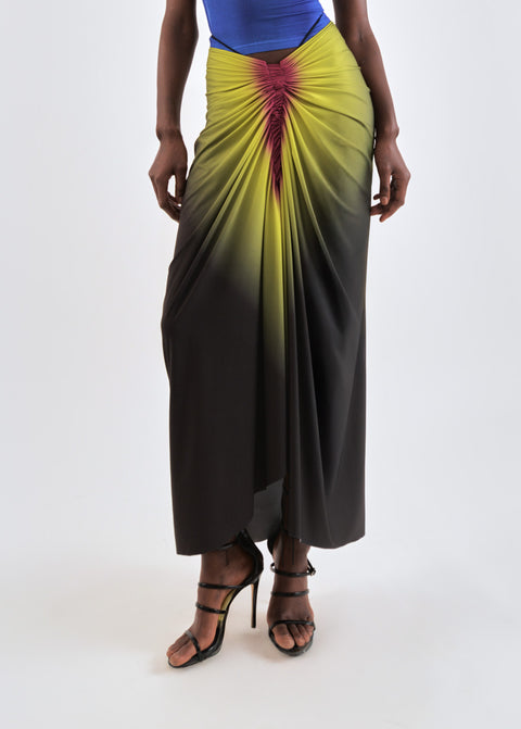 Signature jersey skirt in lime/wine