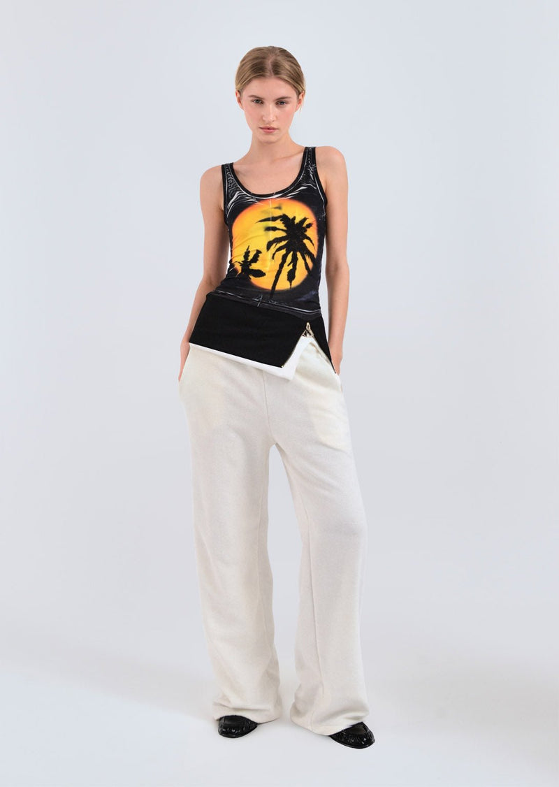 Too hot to sleep zip-up tank top