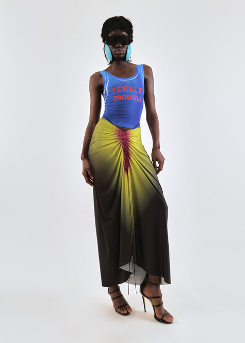 Signature jersey skirt in lime/wine