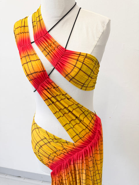 Wrap-around dress in tartan print - XS