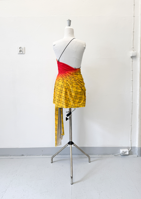 Signature mini dress in yellow tartan print