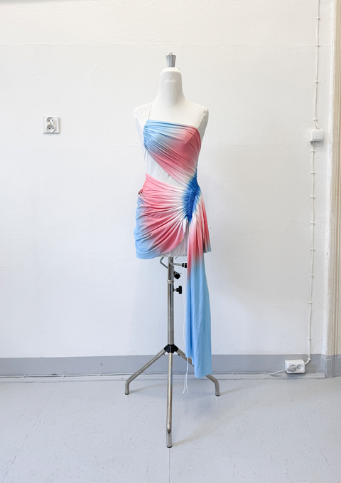 Signature mini dress in baby blue/bubblegum