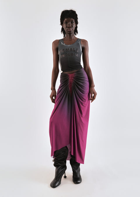 Signature jersey skirt in burgundy/wine