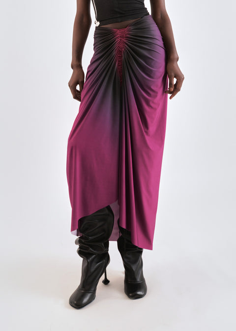 Signature jersey skirt in burgundy/wine