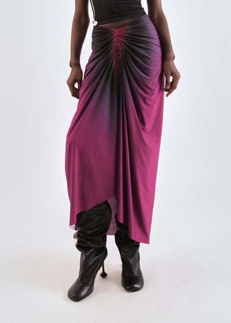 Signature jersey skirt in burgundy/wine