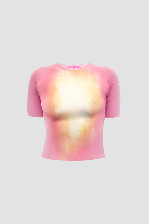 Printed jersey top in pink - Fal-ash