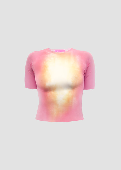 Printed jersey top in pink