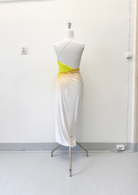 Signature dress in cream/lime