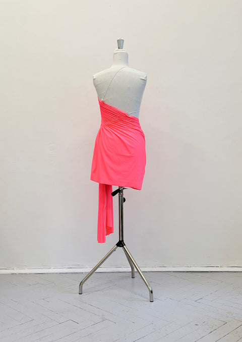 Signature mini jersey dress in neon pink