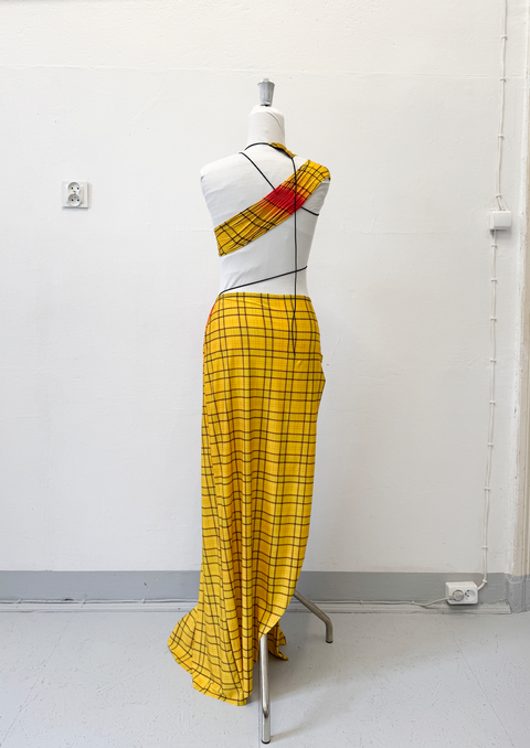 Wrap-around dress in tartan print - XS