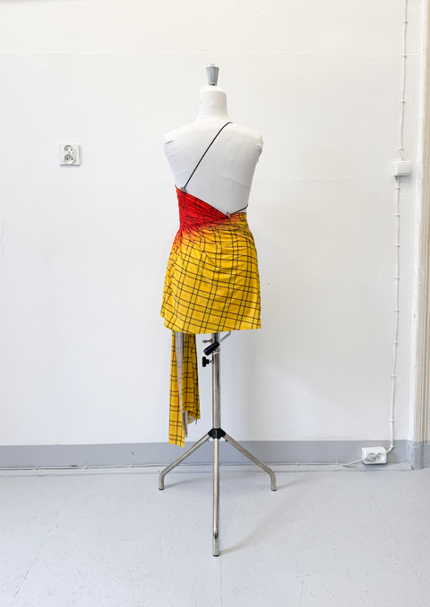 Signature mini dress in yellow tartan print