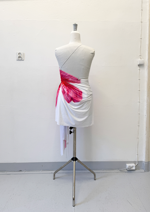 Signature mini floral dress in white/pink - L
