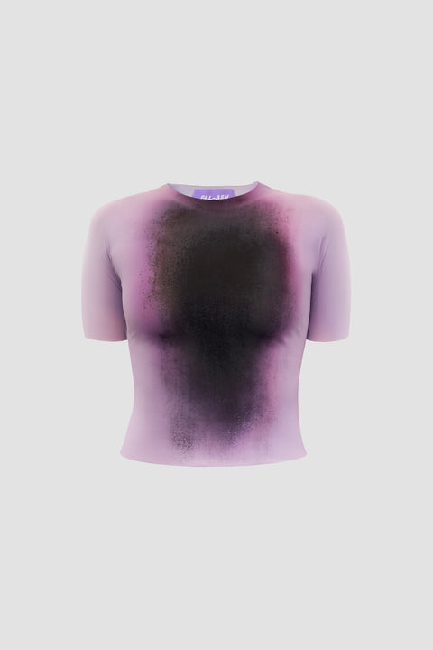Printed jersey top in purple - Fal-ash