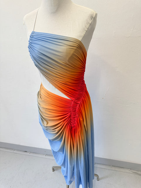 Signature dress in baby blue/red