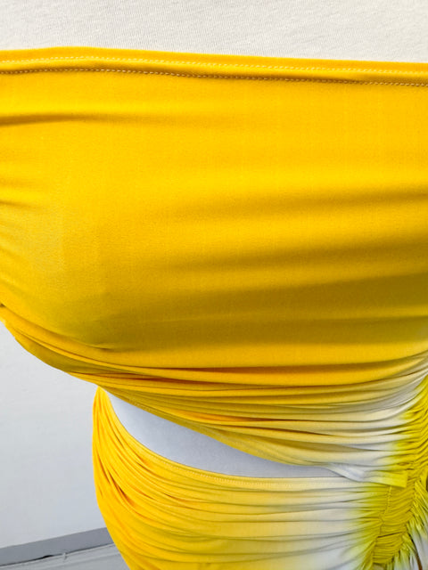 Signature mini dress in yellow/white - L
