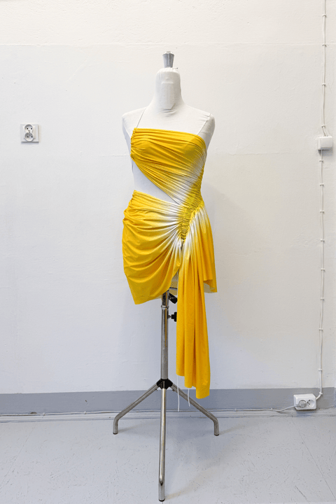 Signature mini dress in yellow/white - L - Fal - ash