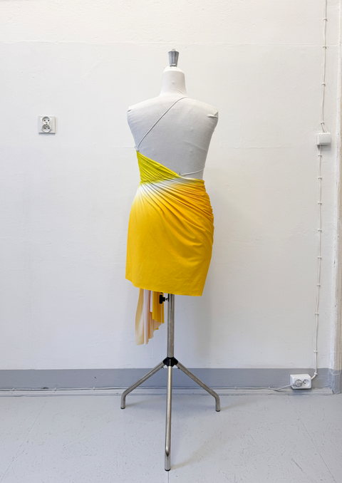 Signature mini dress in yellow/white - L