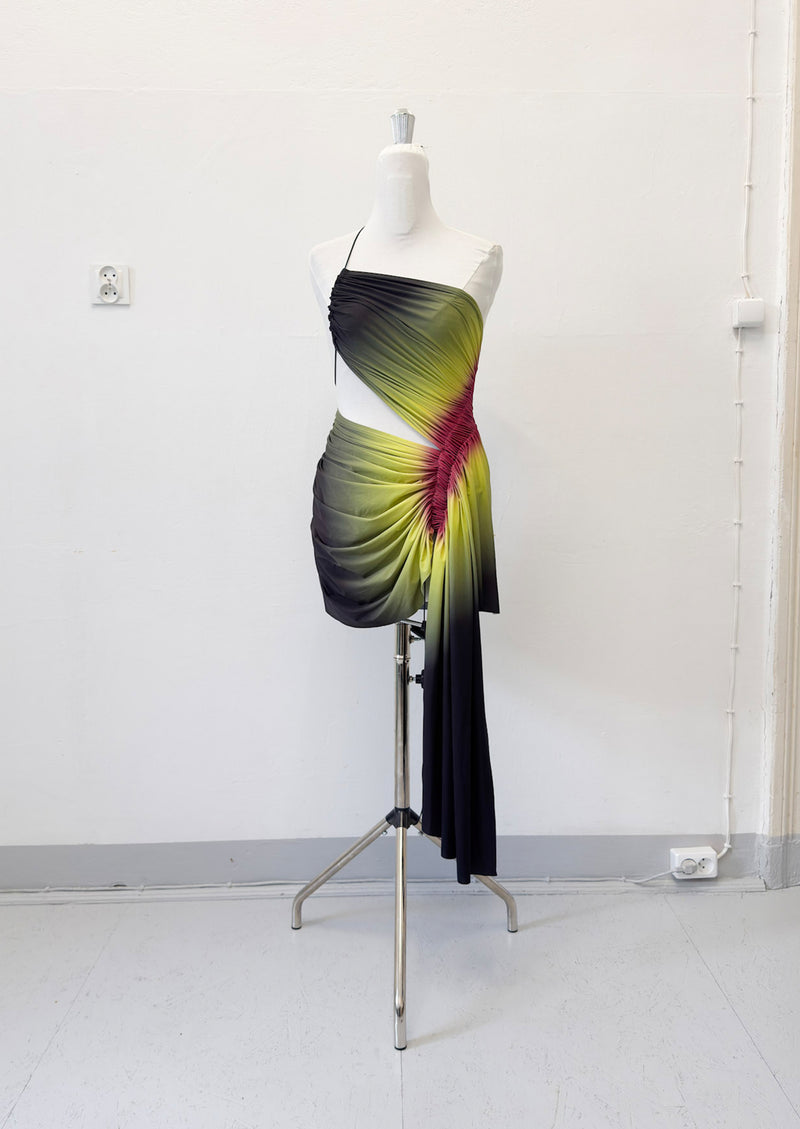 Signature mini dress in lime/wine - XS