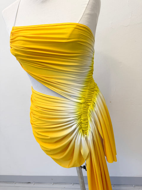 Signature mini dress in yellow/white - L