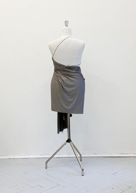 Signature mini jersey dress in stone gray