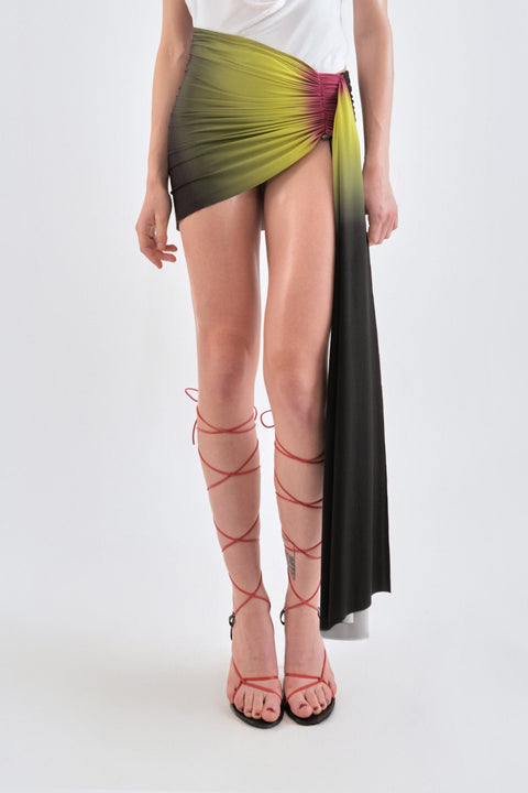 Signature mini jersey skirt in lime/wine - Fal - ash