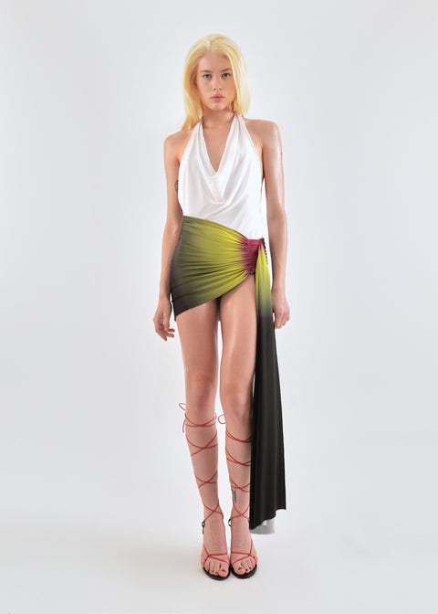 Draped halter top in white