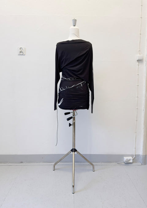 Mini draped dress in black - XS