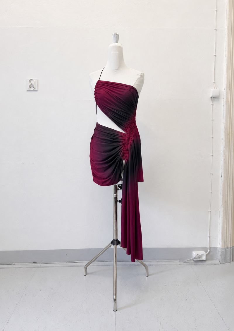Signature mini dress in burgundy/wine - M