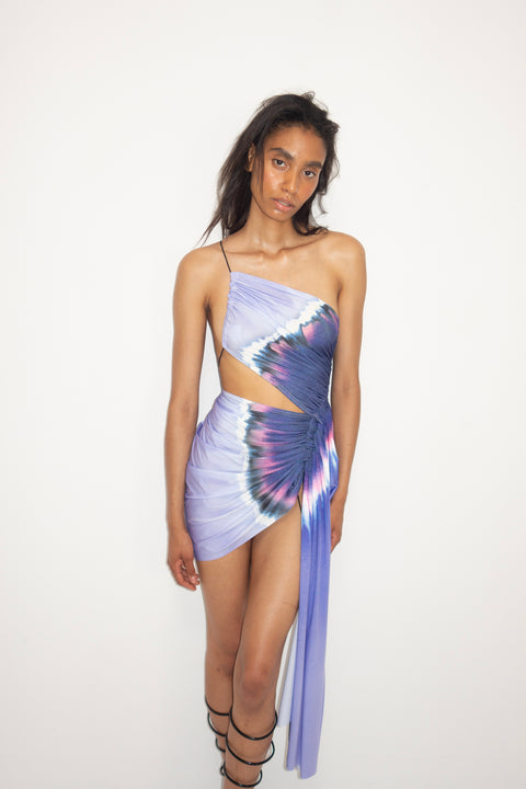 Signature mini tie-dye dress in purple/lilac