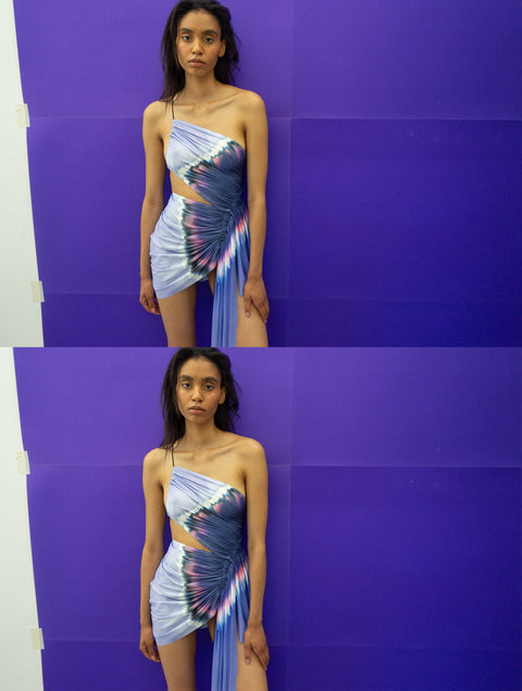 Signature mini tie-dye dress in purple/lilac