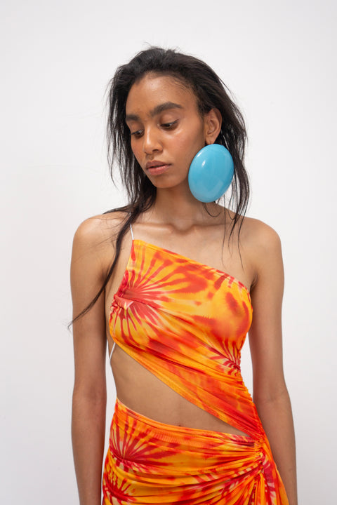 Signature mesh tie-dye dress