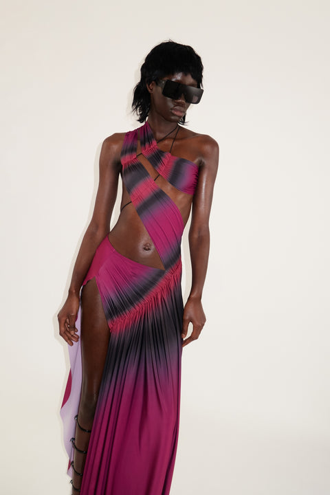 Wrap-around dress in burgundy/wine