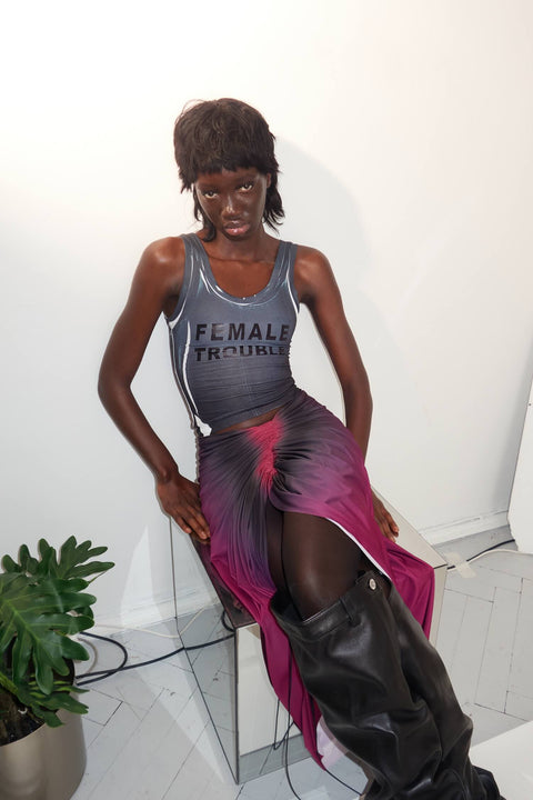 Signature jersey skirt in burgundy/wine