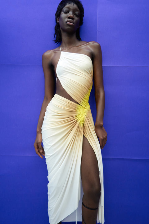 Signature dress in cream/yellow