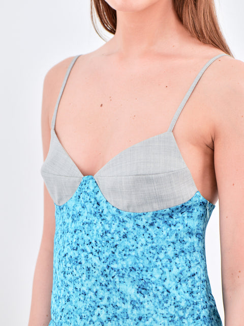 Irena wool bralette dress in turquoise