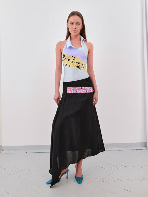 Intarsia skirt in black