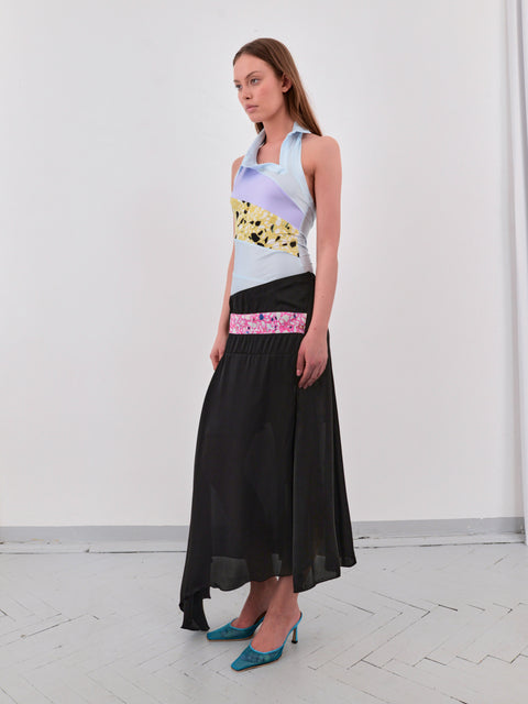 Deconstructed polo in blue/yellow