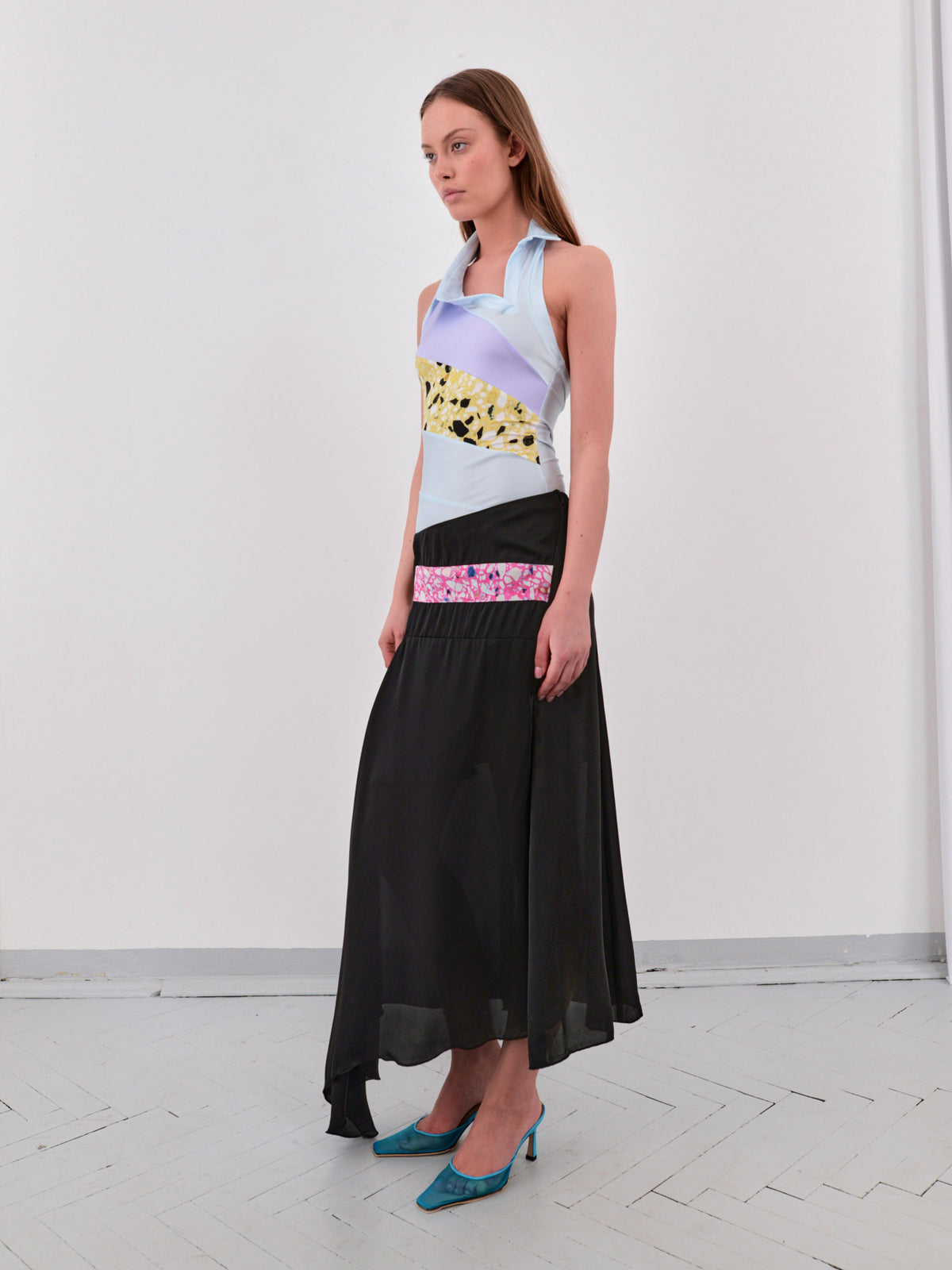 Intarsia skirt in black