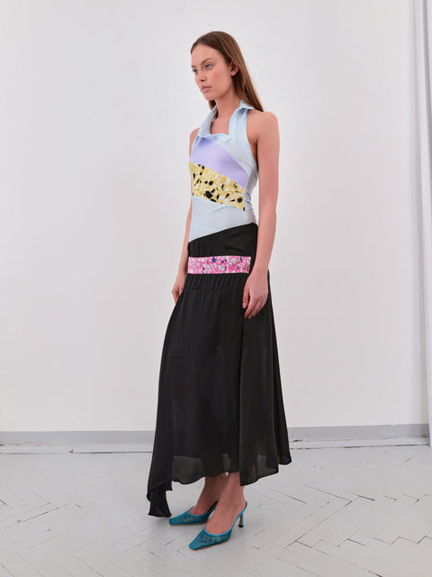 Intarsia skirt in black