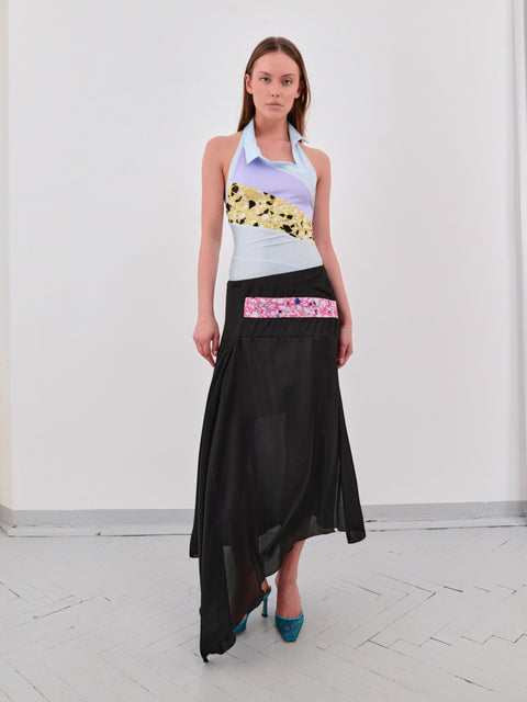 Intarsia skirt in black