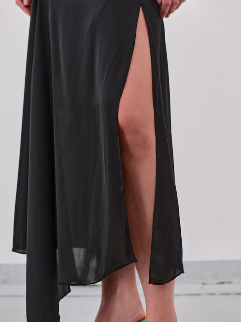 Intarsia skirt in black