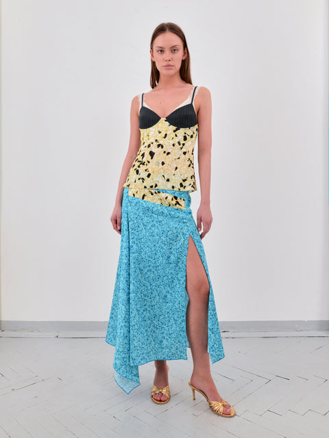 Wool bralette blouse in yellow