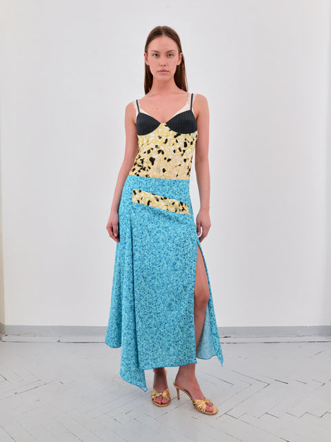 Intarsia skirt in turquoise