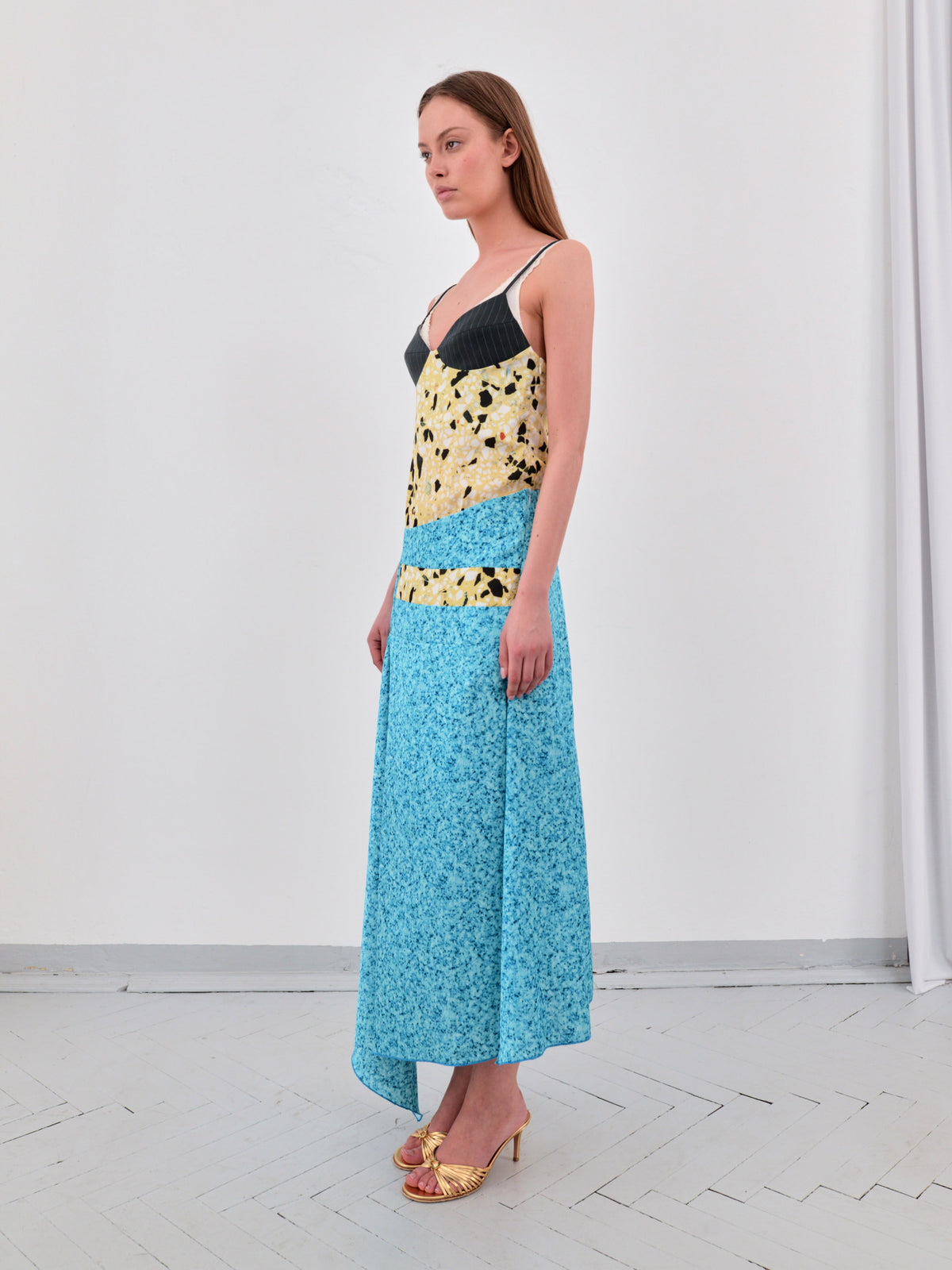 Intarsia skirt in turquoise
