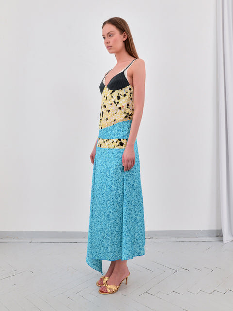 Intarsia skirt in turquoise