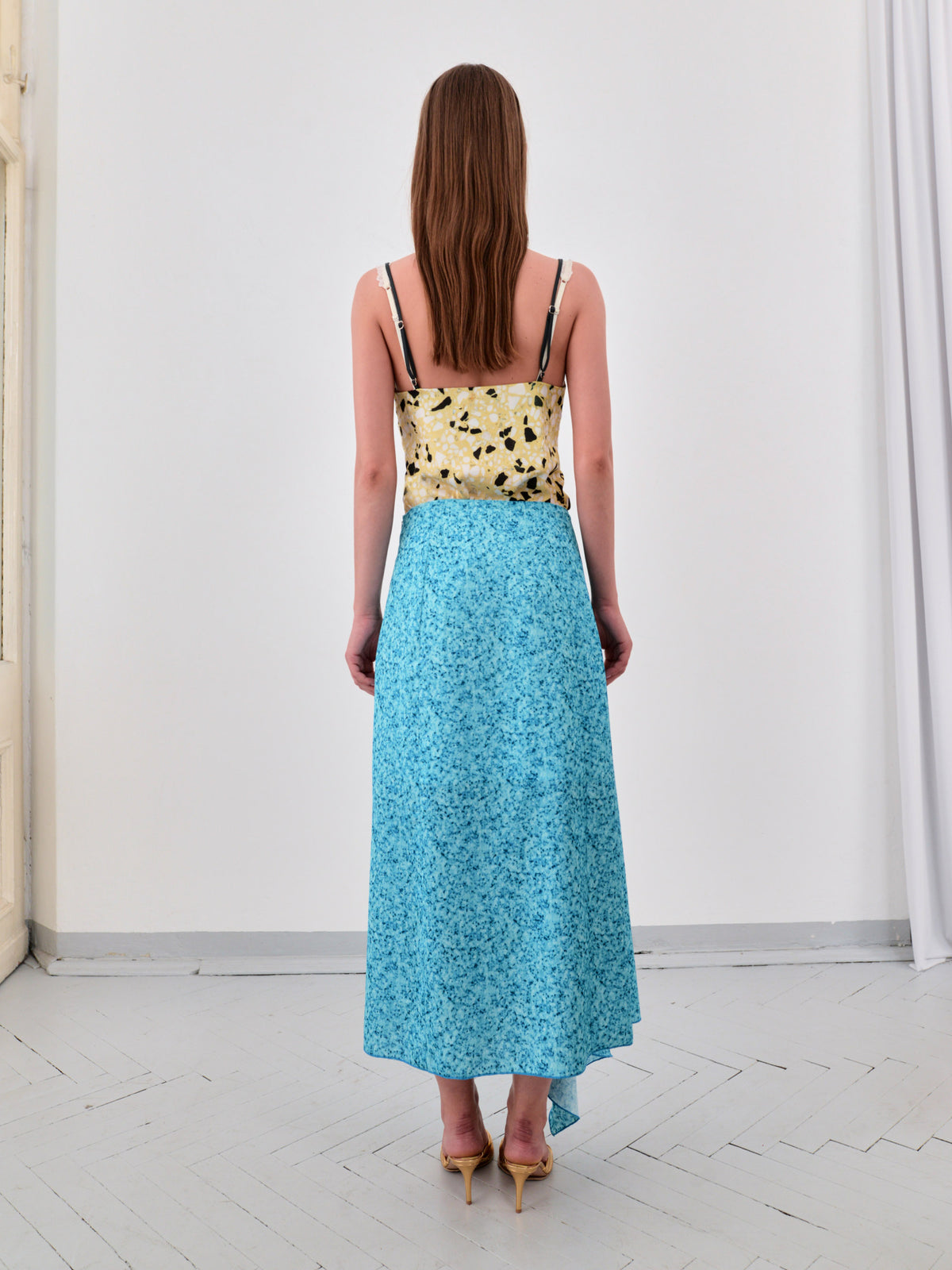 Intarsia skirt in turquoise