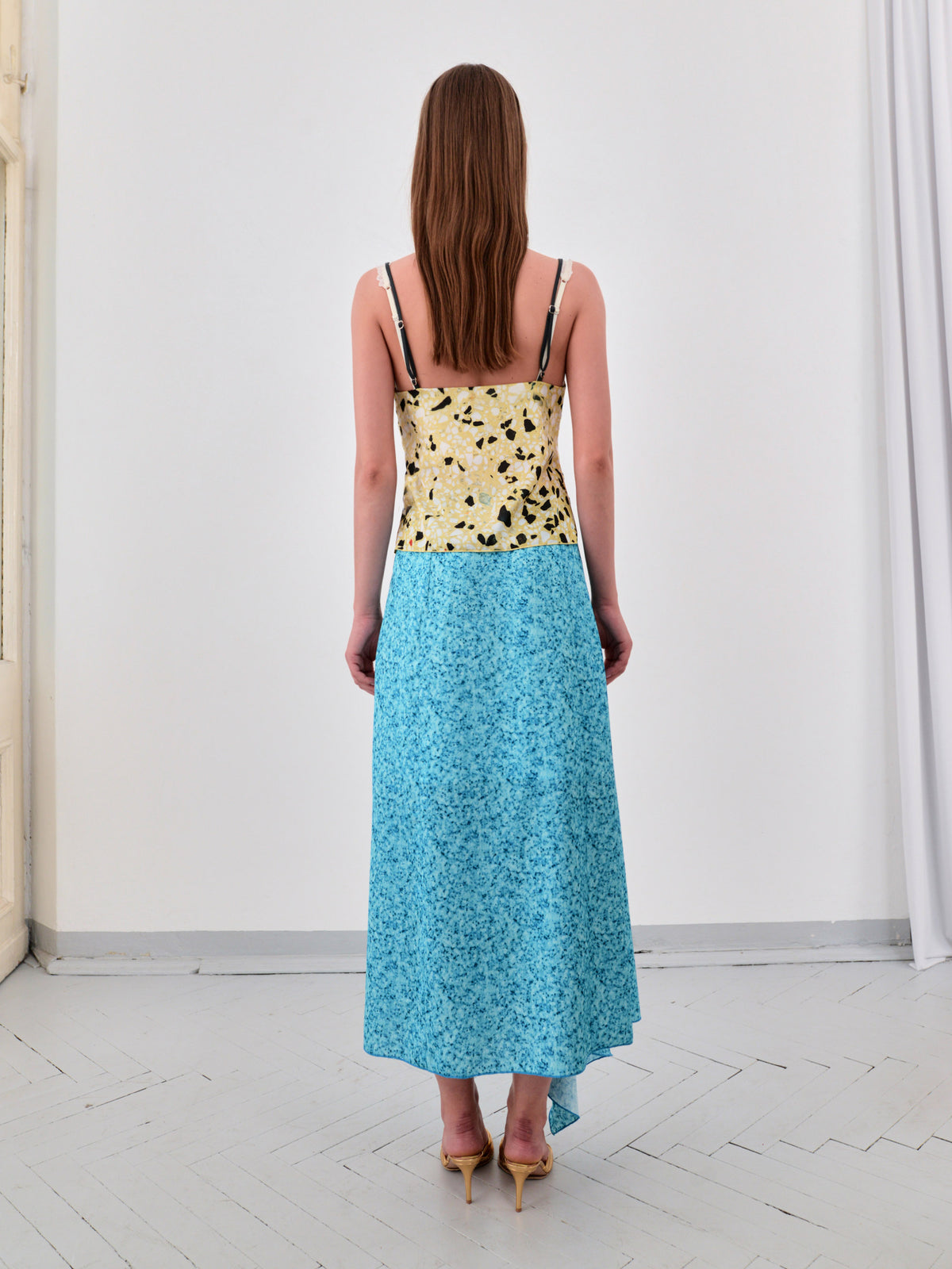 Wool bralette blouse in yellow